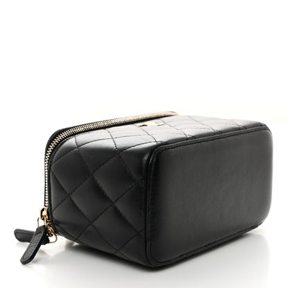 Chanel Lambskin Quilted Small Top Handle Vanity Case With Chain Black 4 of 11