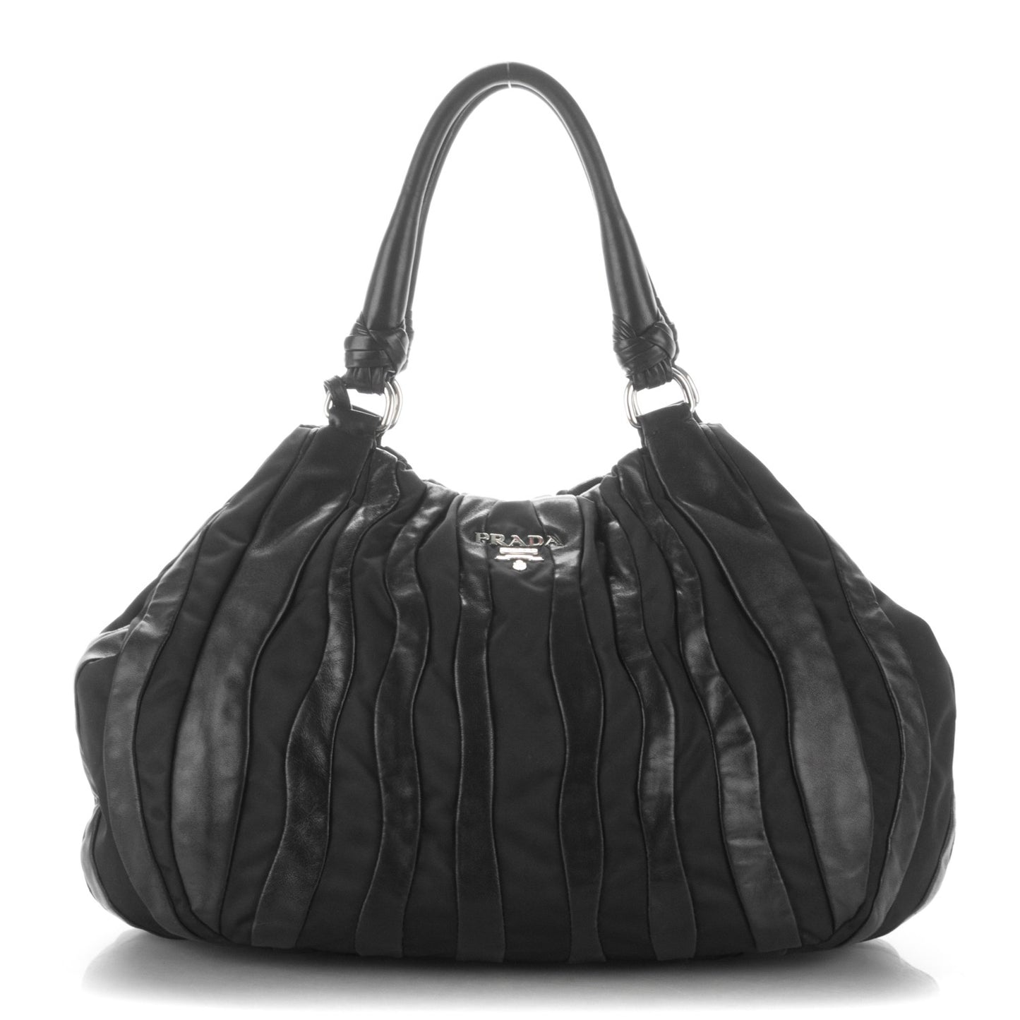 Nappa Tessuto Nylon Mordore Stripes Shoulder Bag Nero Black