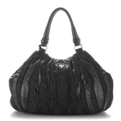 Prada Nappa Tessuto Nylon Mordore Stripes Shoulder Bag Nero Black 1 of 8