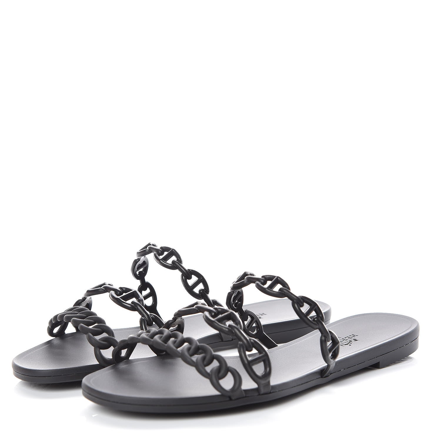 Hermes Rubber Chaine d'Ancre Rivage Sandals 36 Black 3 of 8