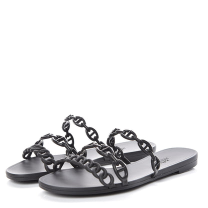 Hermes Rubber Chaine d'Ancre Rivage Sandals 36 Black 3 of 8