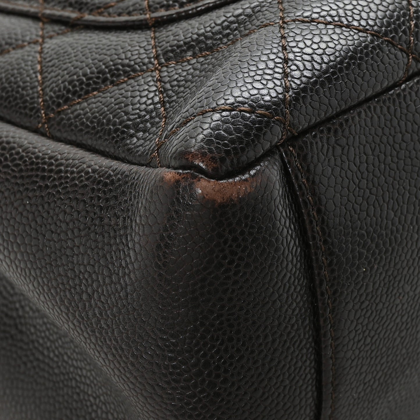 Caviar Quilted Grand Shopping Tote GST Dark Brown