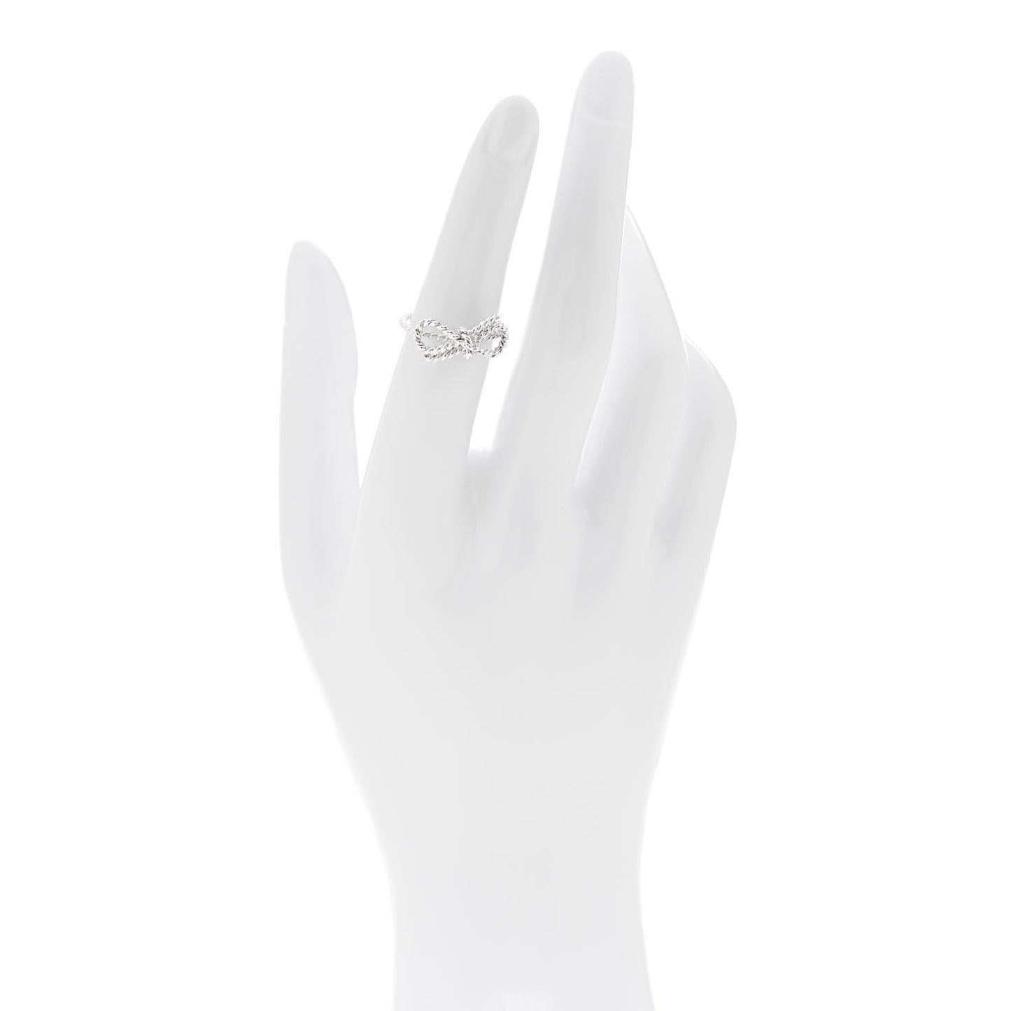 Sterling Silver Textured Twist Bow Ring 50 5.5