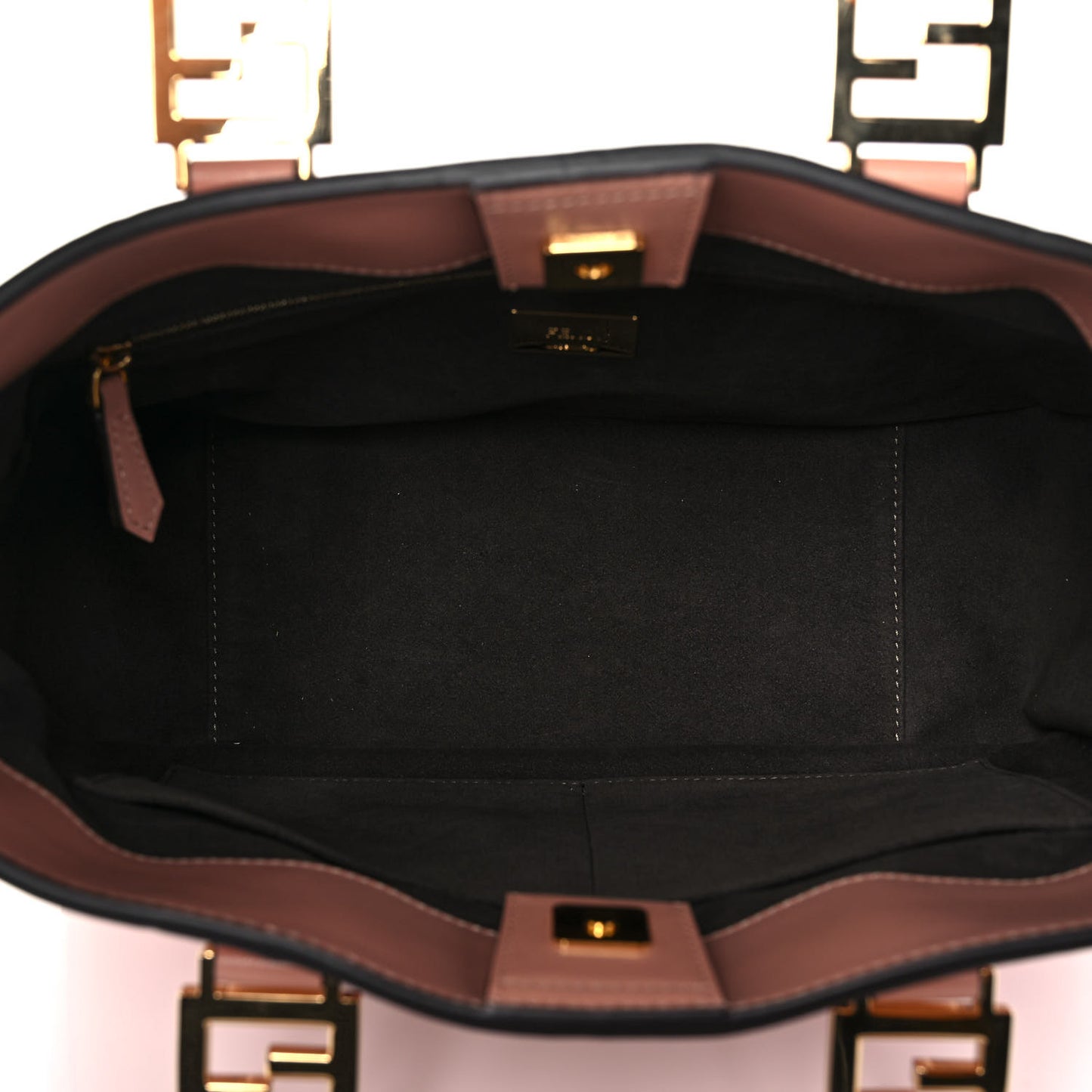 Vitello Glacier Small FF Tote Rosa Bourbon