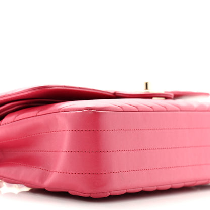 Chanel Lambskin Chevron Quilted Medium Double Flap Pink 9 of 12