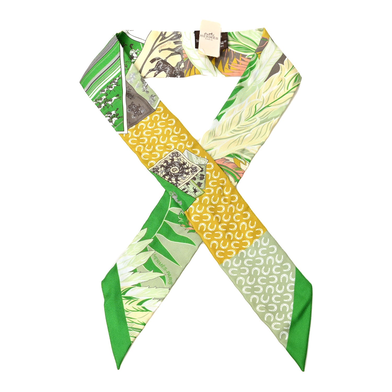 Hermes Silk Cheval Phoenix Twilly Vert Vif Ivory Arnica 1 of 3