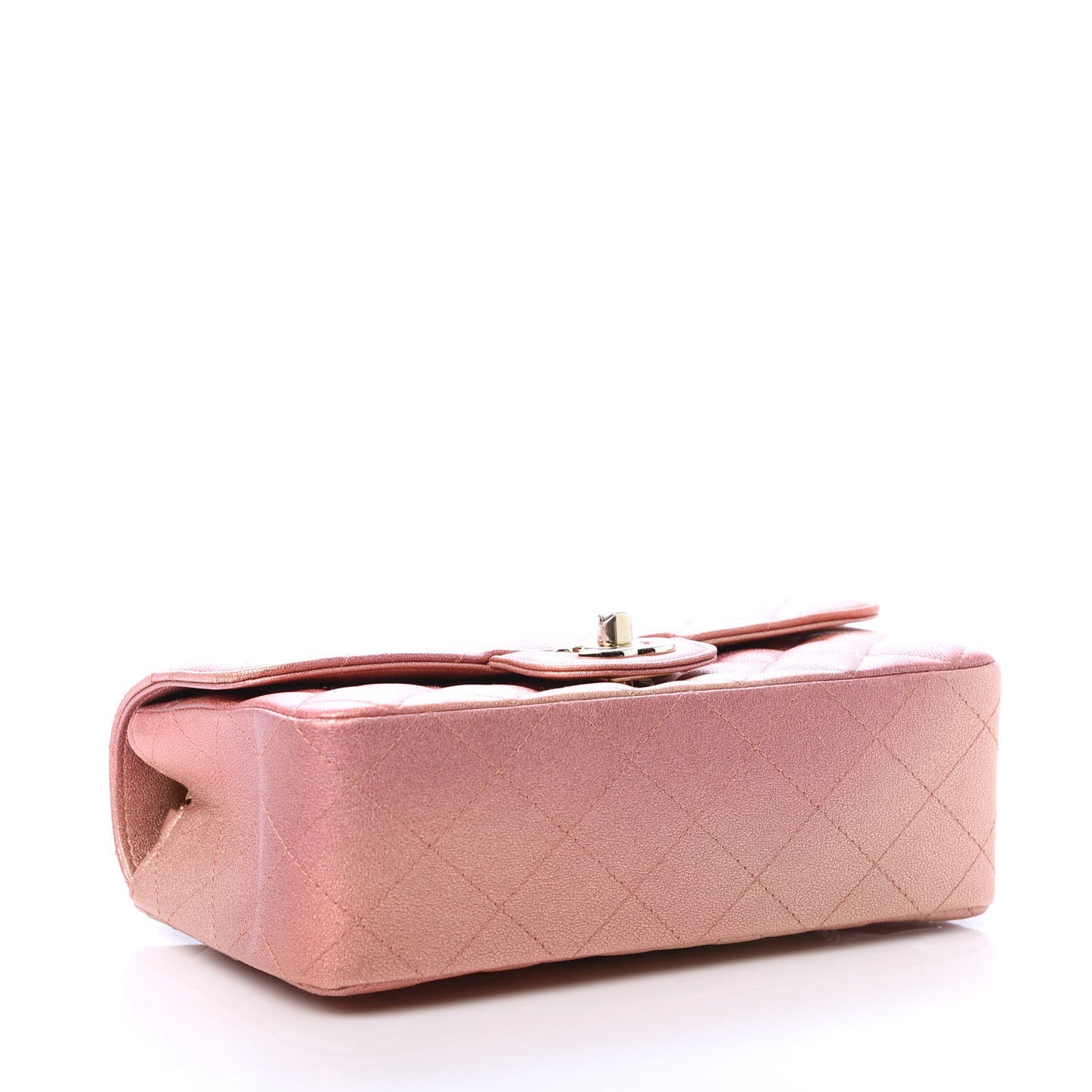 Metallic Lambskin Quilted Ombre Mini Rectangular Flap Pink