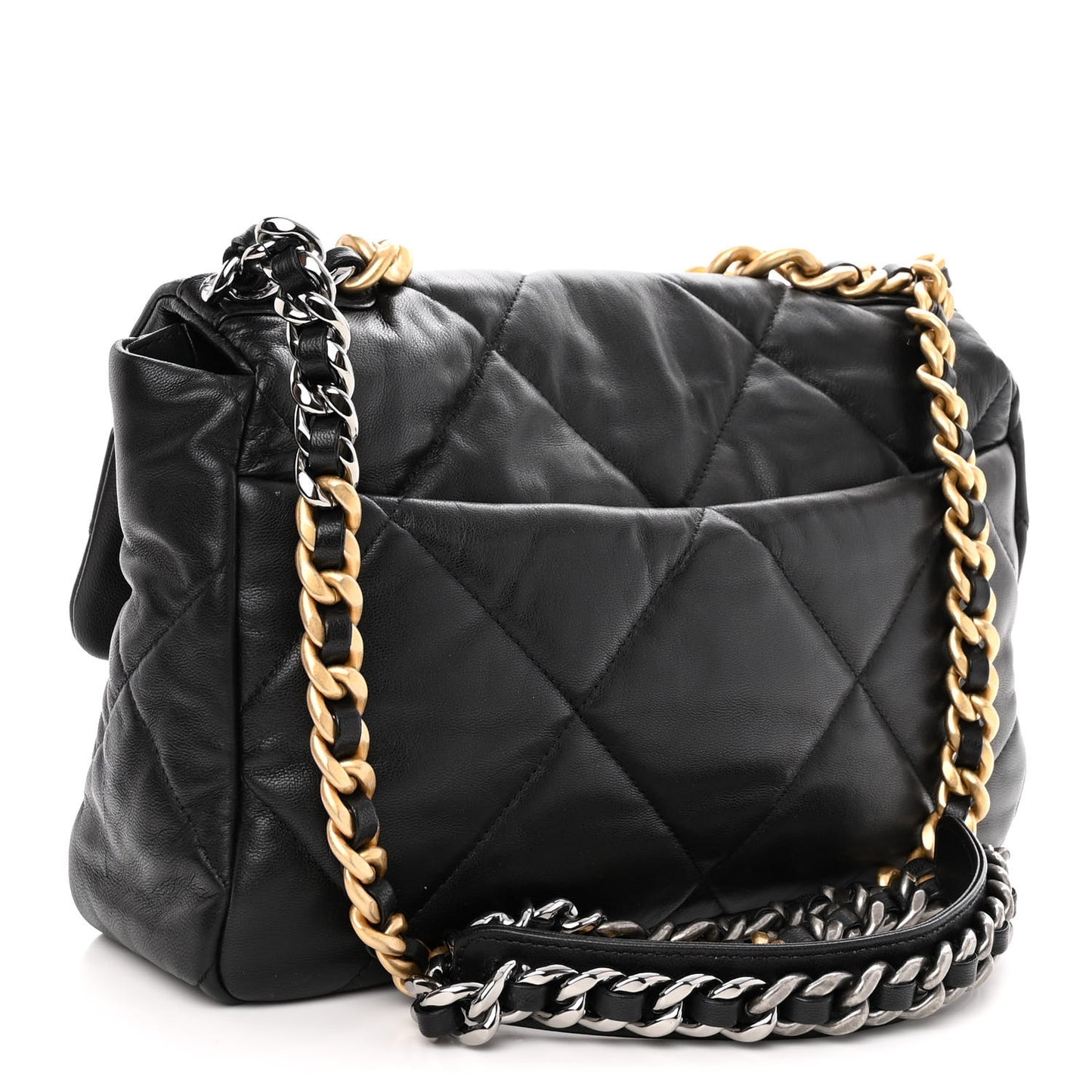 Goatskin Quilted Large Chanel 19 Flap Black