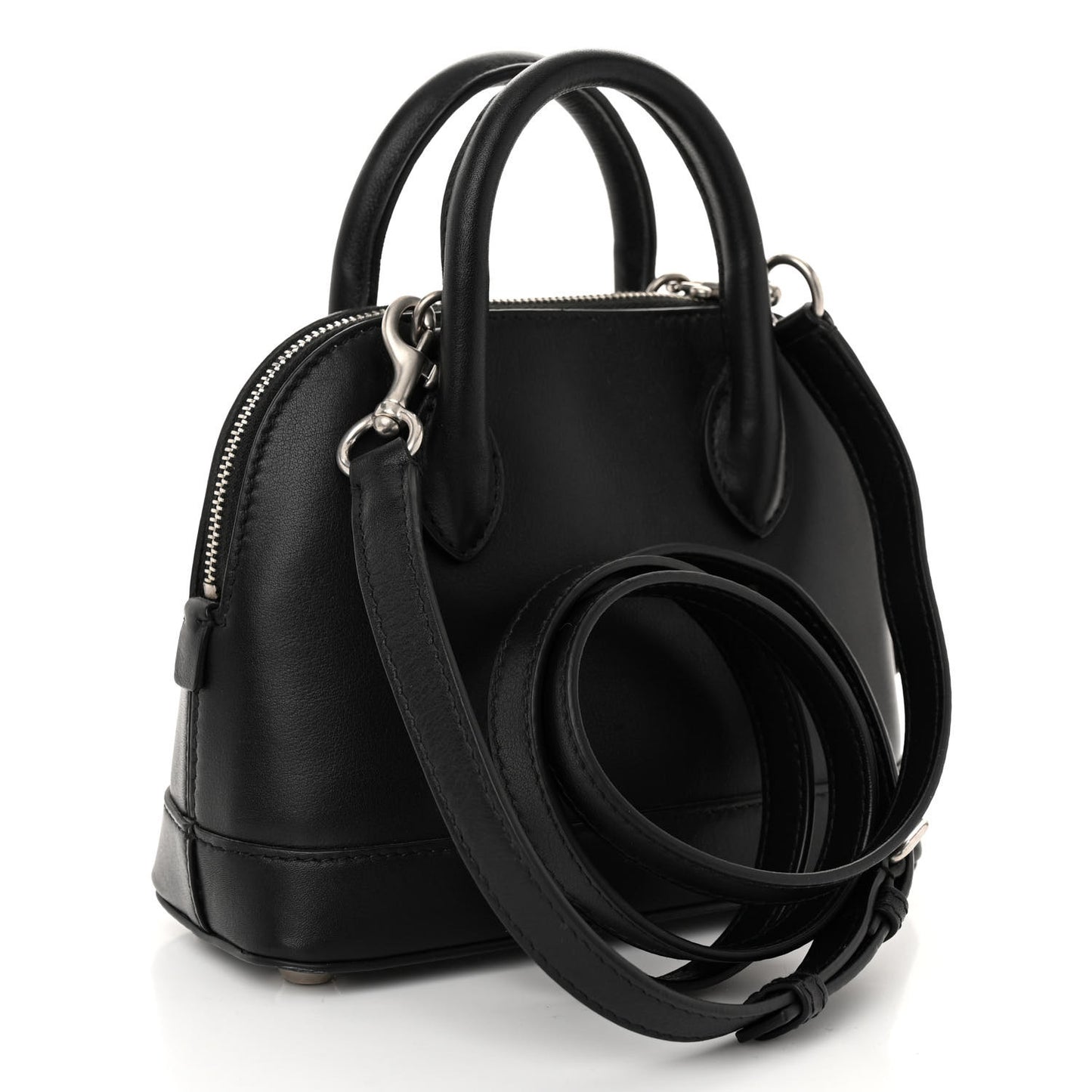 Calfskin Gothic Logo XXS Ville Top Handle Bag Black White
