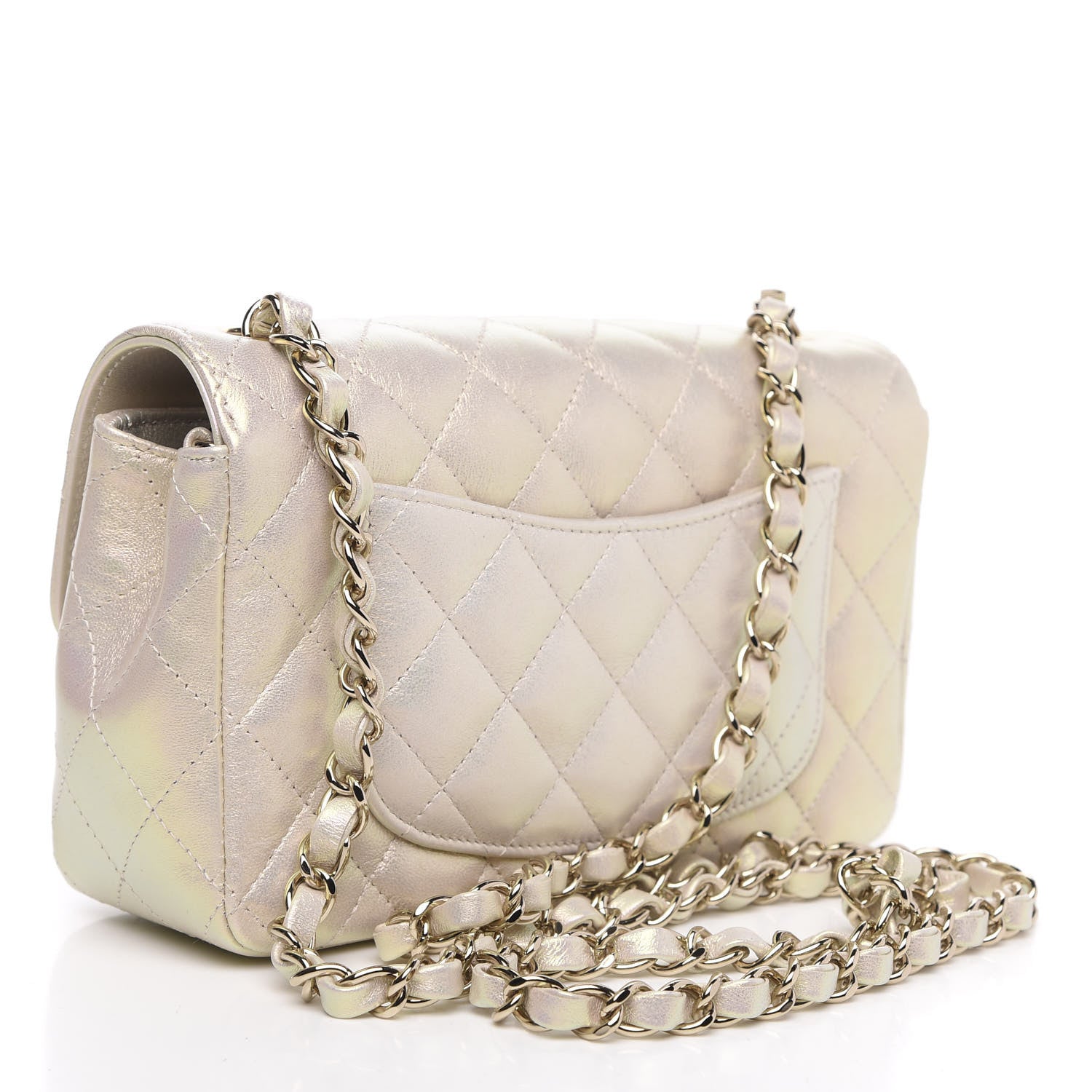 Chanel Iridescent Lambskin Quilted Mini Rectangular Flap Ivory 3 of 12