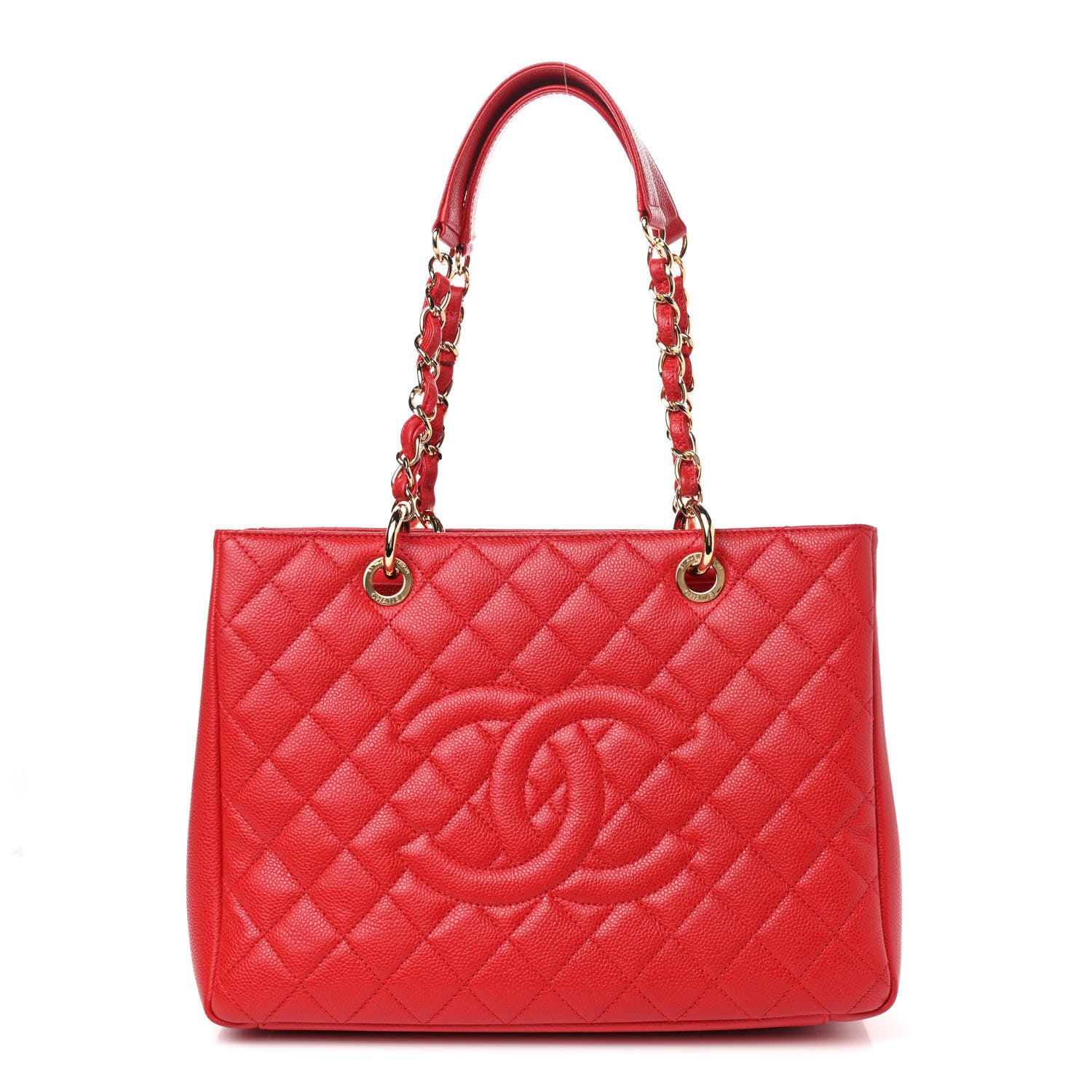 Chanel Caviar Quilted Grand Shopping Tote GST Red 1 of 11