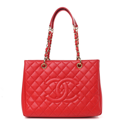 Chanel Caviar Quilted Grand Shopping Tote GST Red 1 of 11