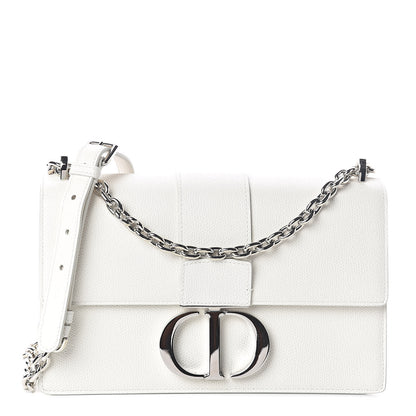 Christian Dior Grained Calfskin 30 Montaigne Chain Flap Bag White 1 of 8