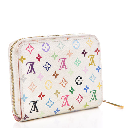 Louis Vuitton Monogram Multicolor Zippy Coin Purse Wallet White Litchi 3 of 12