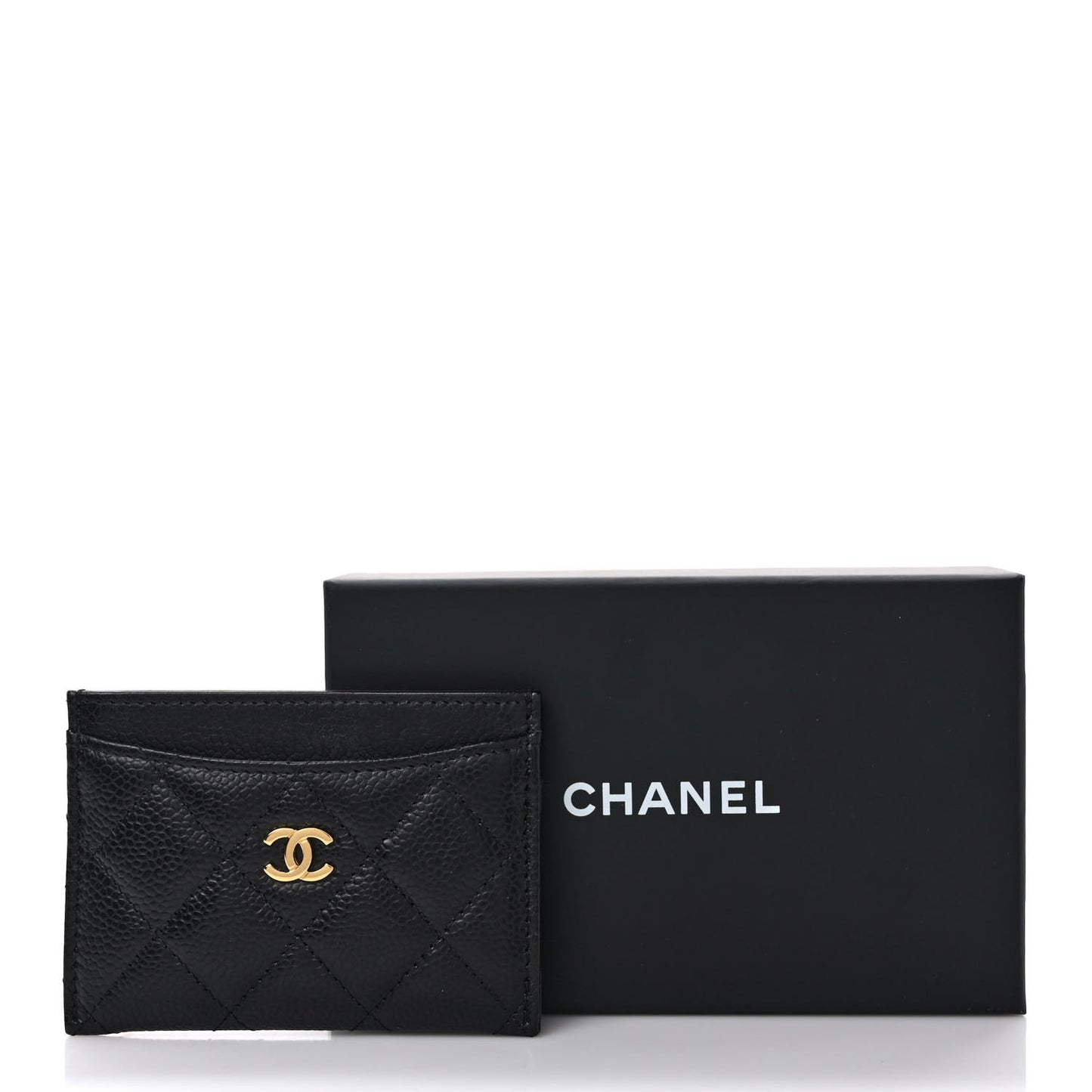 Caviar Quilted Card Holder Black