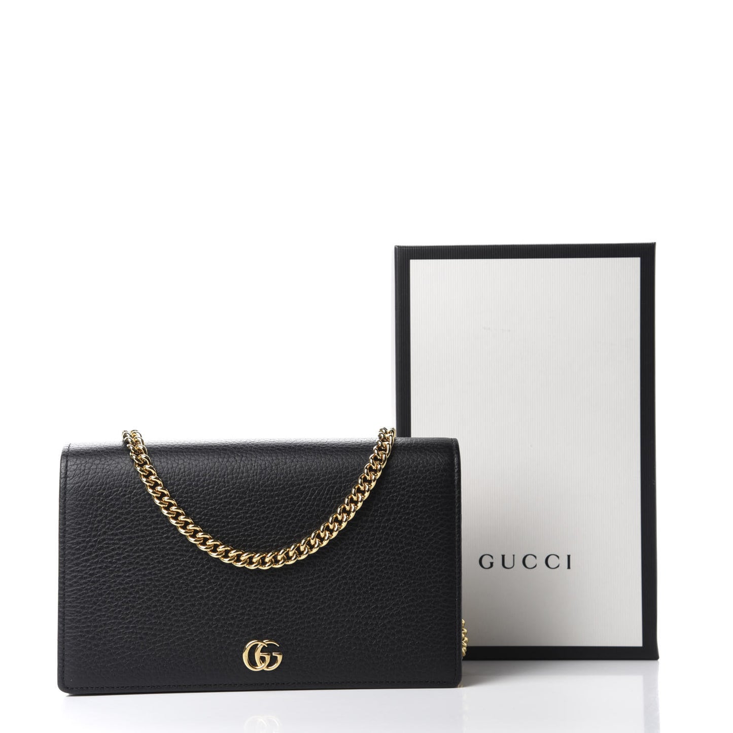 Calfskin Mini GG Marmont Chain Wallet Black