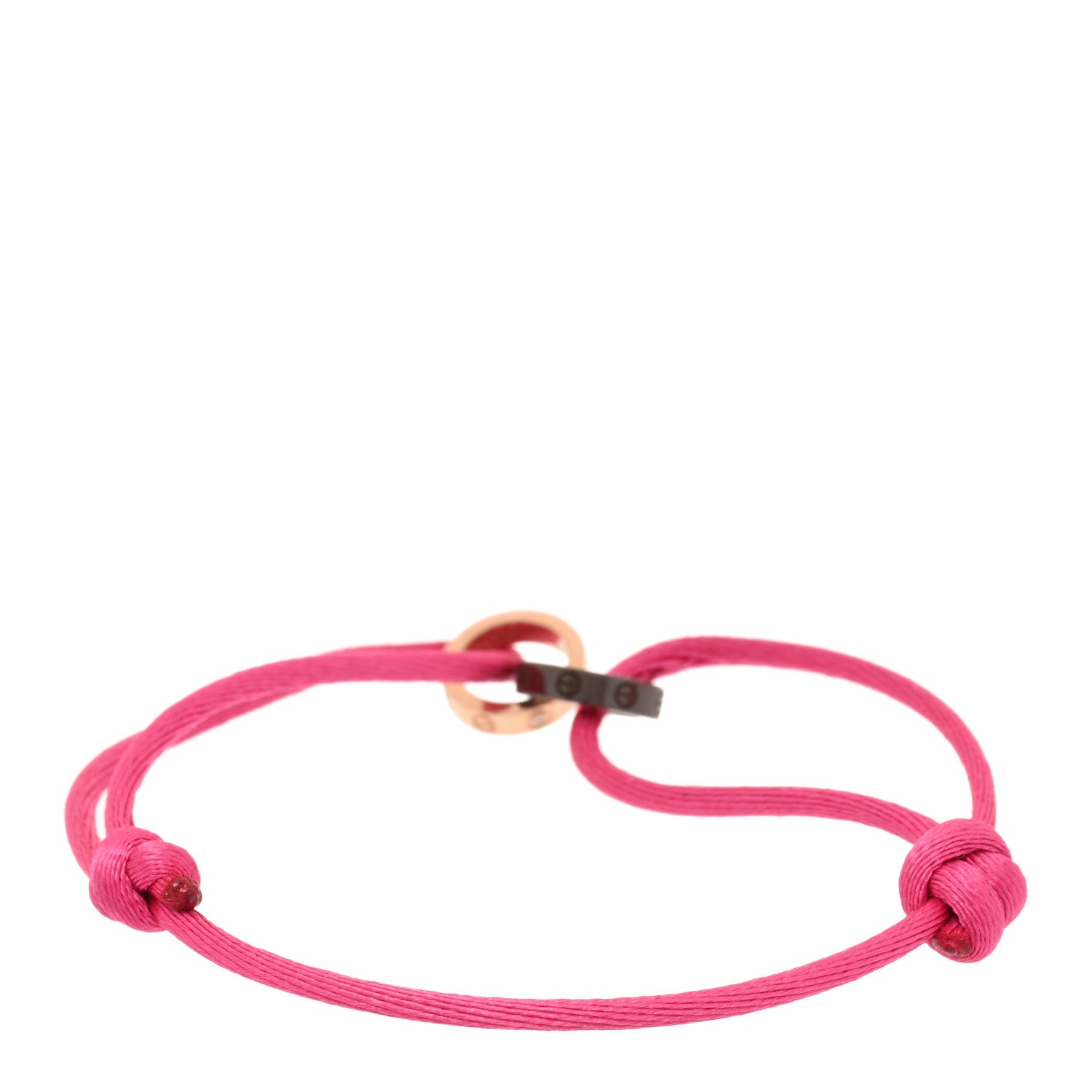 Cartier 18K Pink Gold Ceramic 4 Diamond LOVE Cord Bracelet Hot Pink 2 of 3