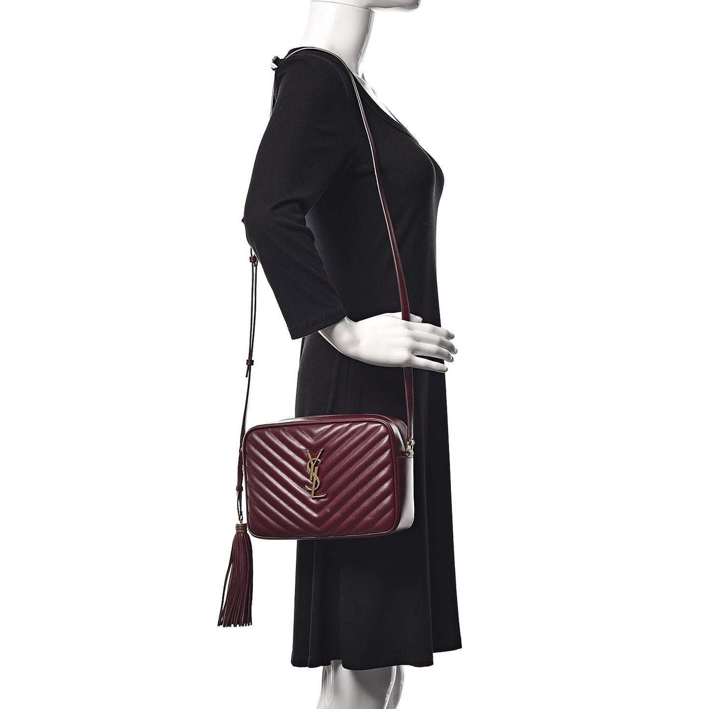 Calfskin Matelasse Monogram Lou Camera Bag Dark Legion Red