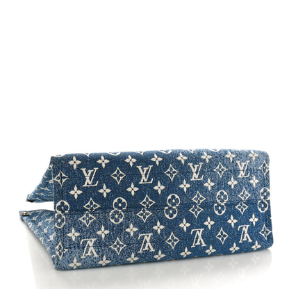 Louis Vuitton Monogram Jacquard Denim Onthego MM Bleu 4 of 8