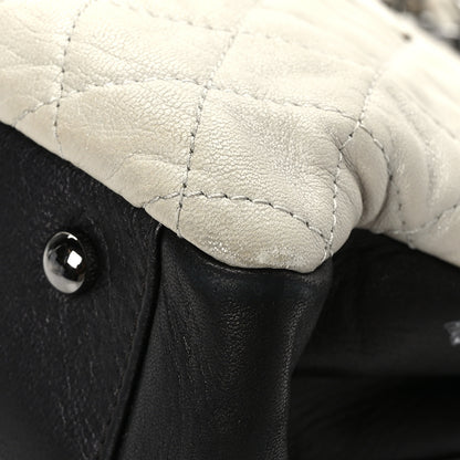 Chanel Metallic Lambskin Quilted Timeless CC Tote White Black 10 of 14