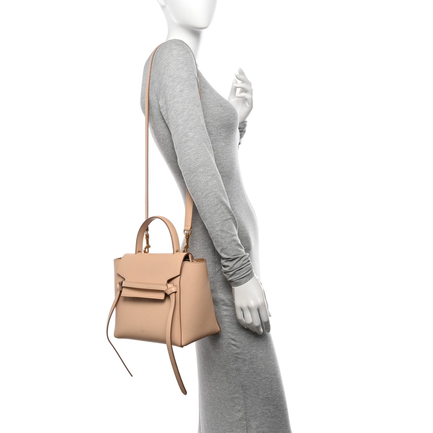 Grained Calfskin Micro Belt Bag Nude