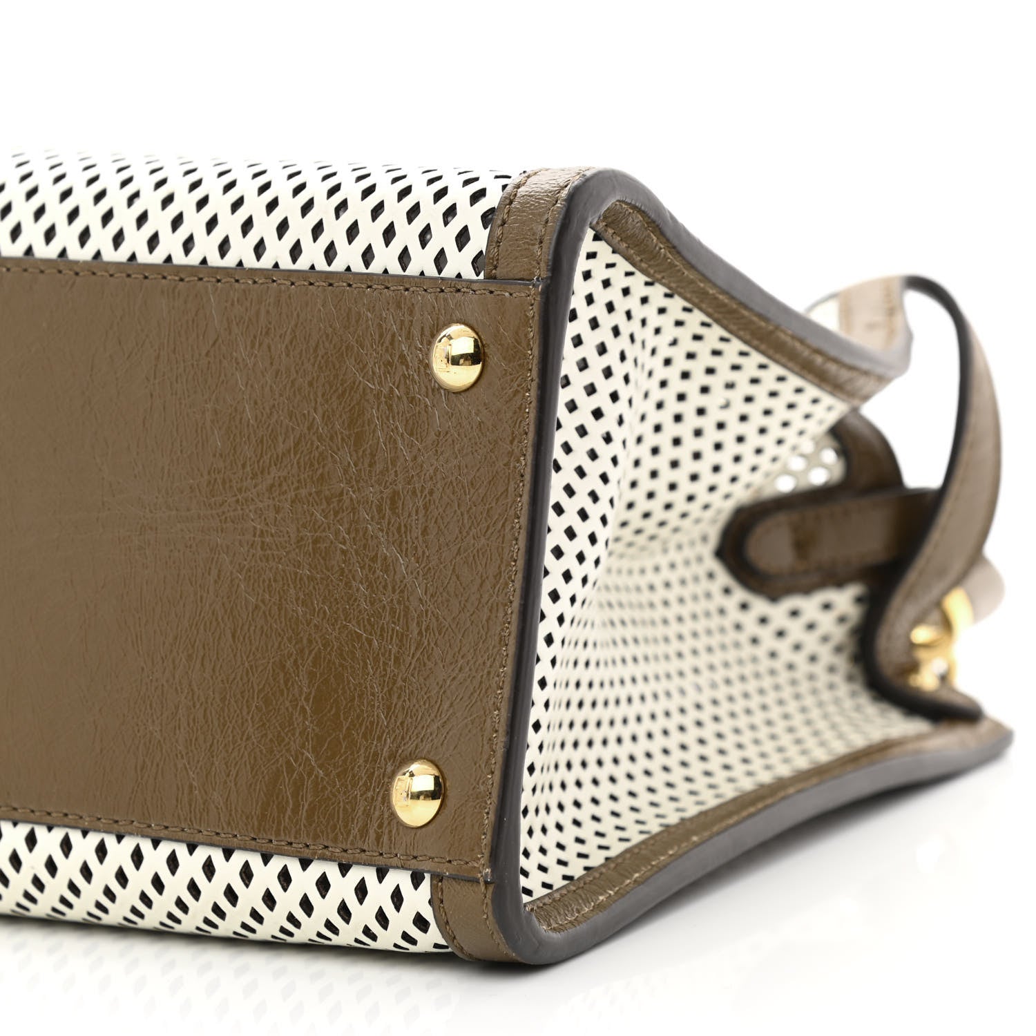 Fendi Vitello Liberty Glossy Lambskin Perforated Medium Peekaboo X-Lite White Ice Rust Maya 10 of 10