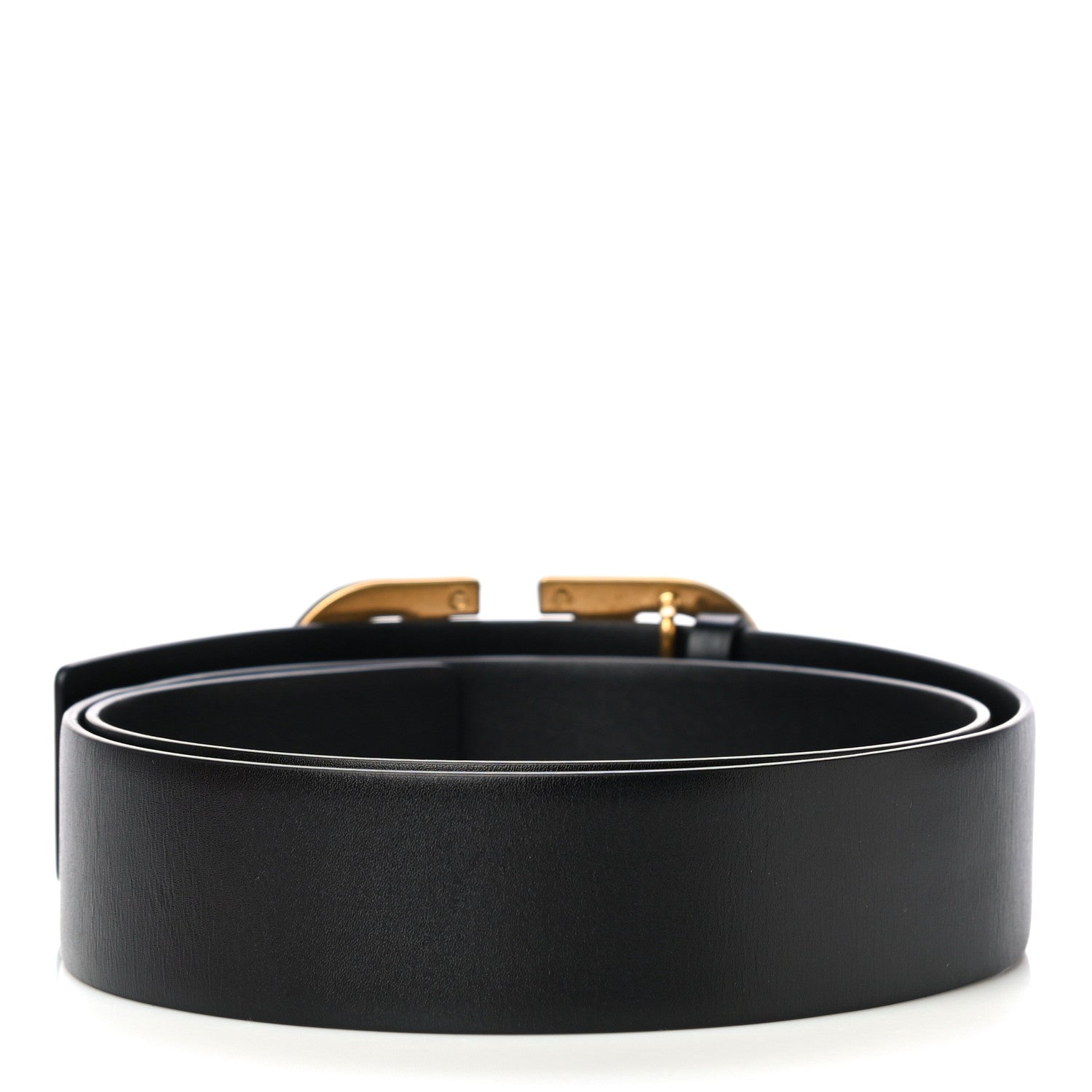 Valentino Garavani Glossy Calfskin Monochrome VLogo 40mm Belt 85 34 Black 2 of 9