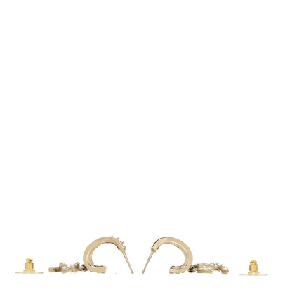 Chanel Crystal Pearl CC Hoop Drop Earrings Gold 3 of 4