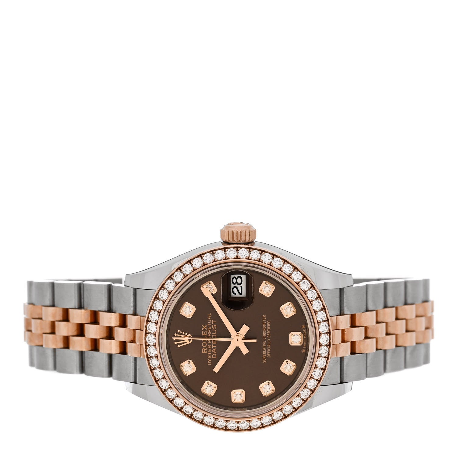Rolex Stainless Steel 18K Everose Gold Diamond 28mm Oyster Perpetual Datejust Watch Chocolate 279381RBR 2 of 5