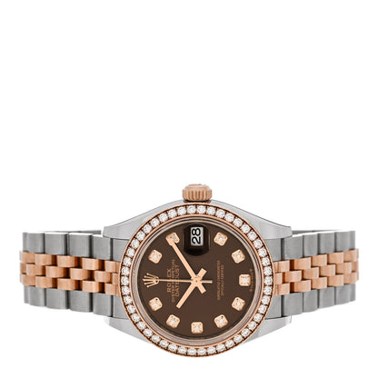 Rolex Stainless Steel 18K Everose Gold Diamond 28mm Oyster Perpetual Datejust Watch Chocolate 279381RBR 2 of 5