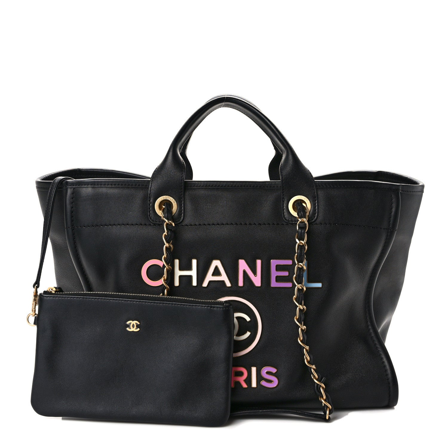Chanel Calfskin Medium Deauville Tote Black Multicolor 1 of 9