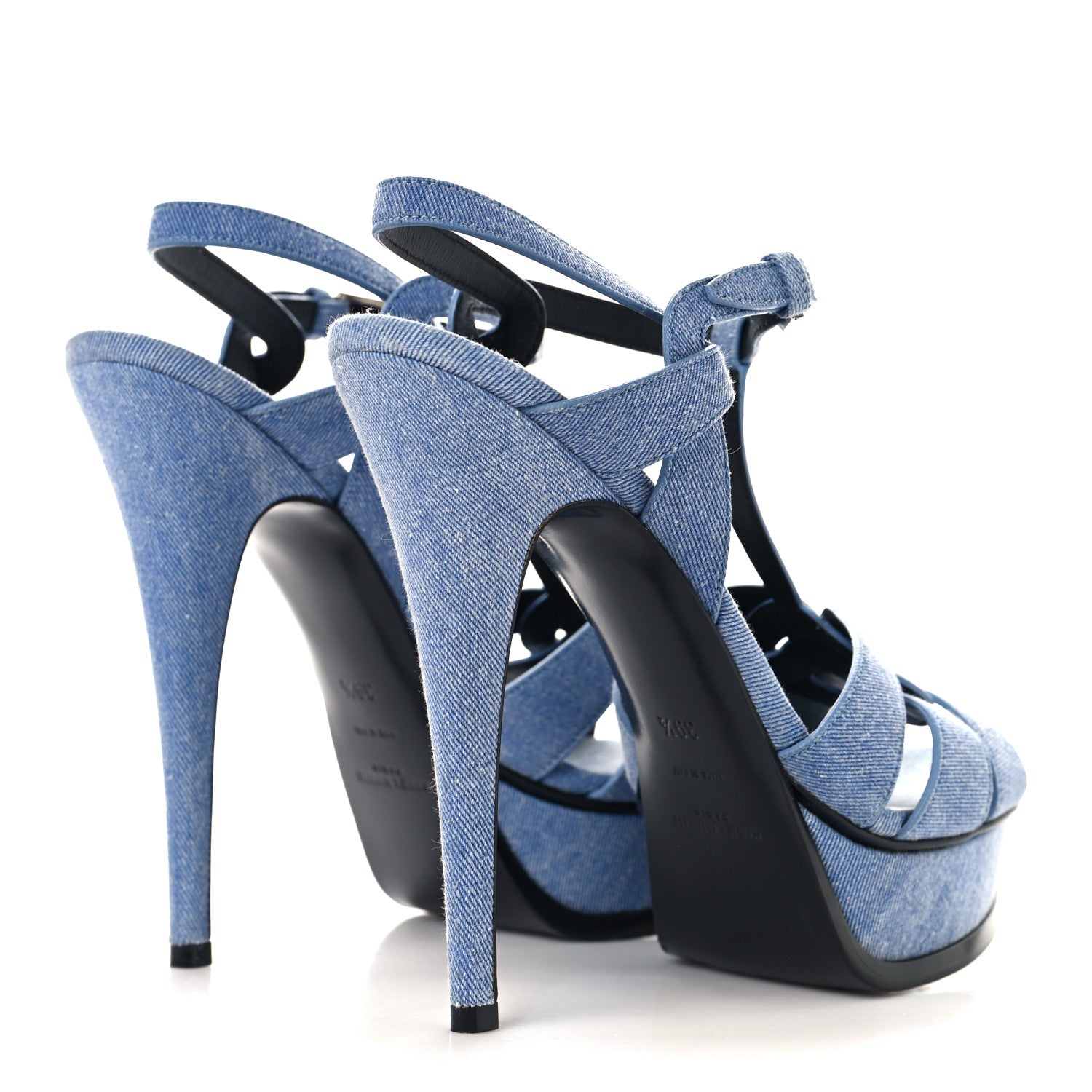 Saint Laurent Denim Tribute 105 Platform Sandals 39.5 Blue 5 of 10