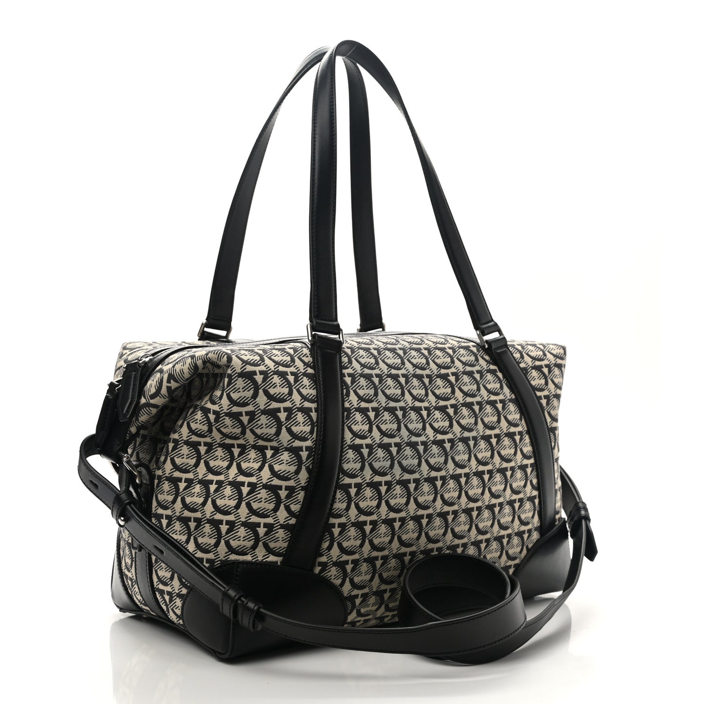 Canvas Calfskin Gancini Weekender Bag Black