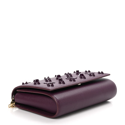 Christian Louboutin CHRISTIAN LOUBOUTIN Calfskin Spikes Loubinthesky Paloma Clutch Merlot 4 of 11