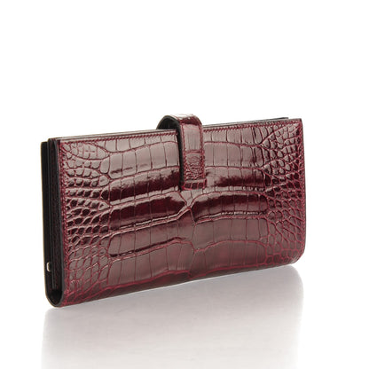 Hermes Shiny Alligator Bearn Wallet Bordeaux 3 of 8