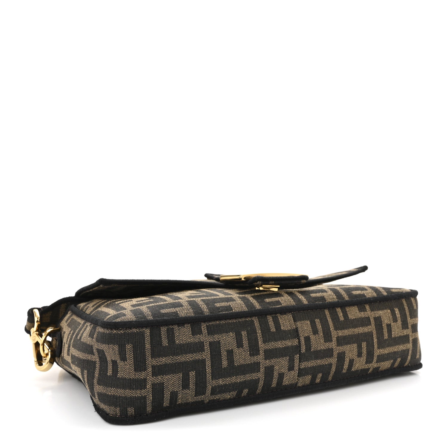FENDI ブラックスエードパーティーバッグ Fendi Fabric Jacquard FF 1974 Multipocket Baguette Tobacco Moro