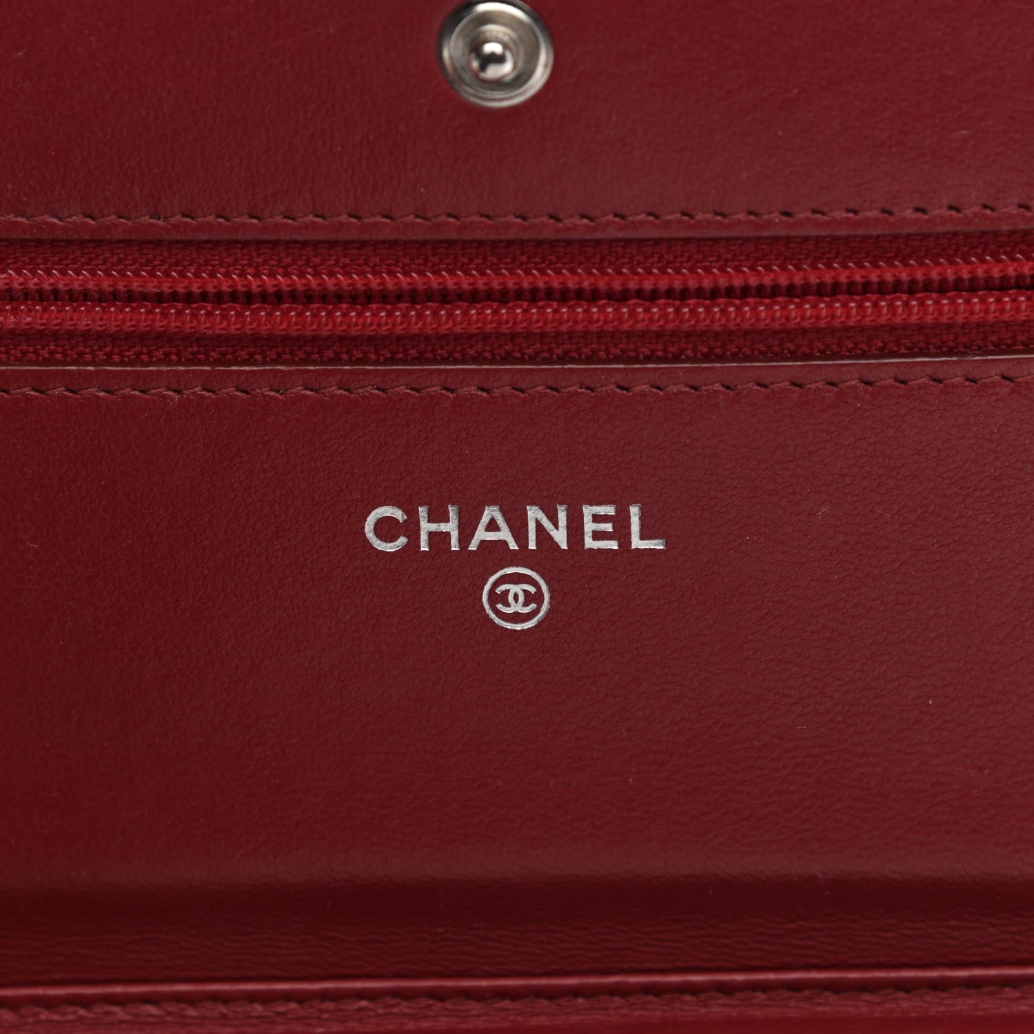 Chanel Lambskin Quilted Wallet on Chain WOC Red 6 of 10