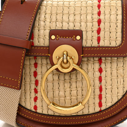 Chloe Calfskin Raffia Embroidered Small Tess Bag Sepia Brown 8 of 11