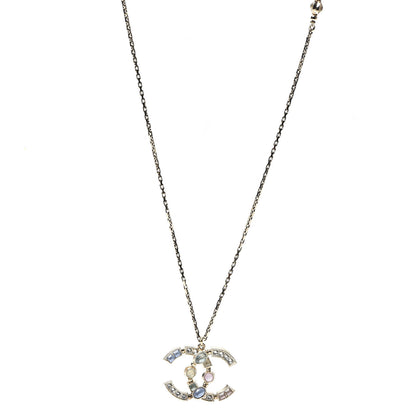 Chanel Crystal CC Pendant Necklace Gold Multicolor 1 of 4