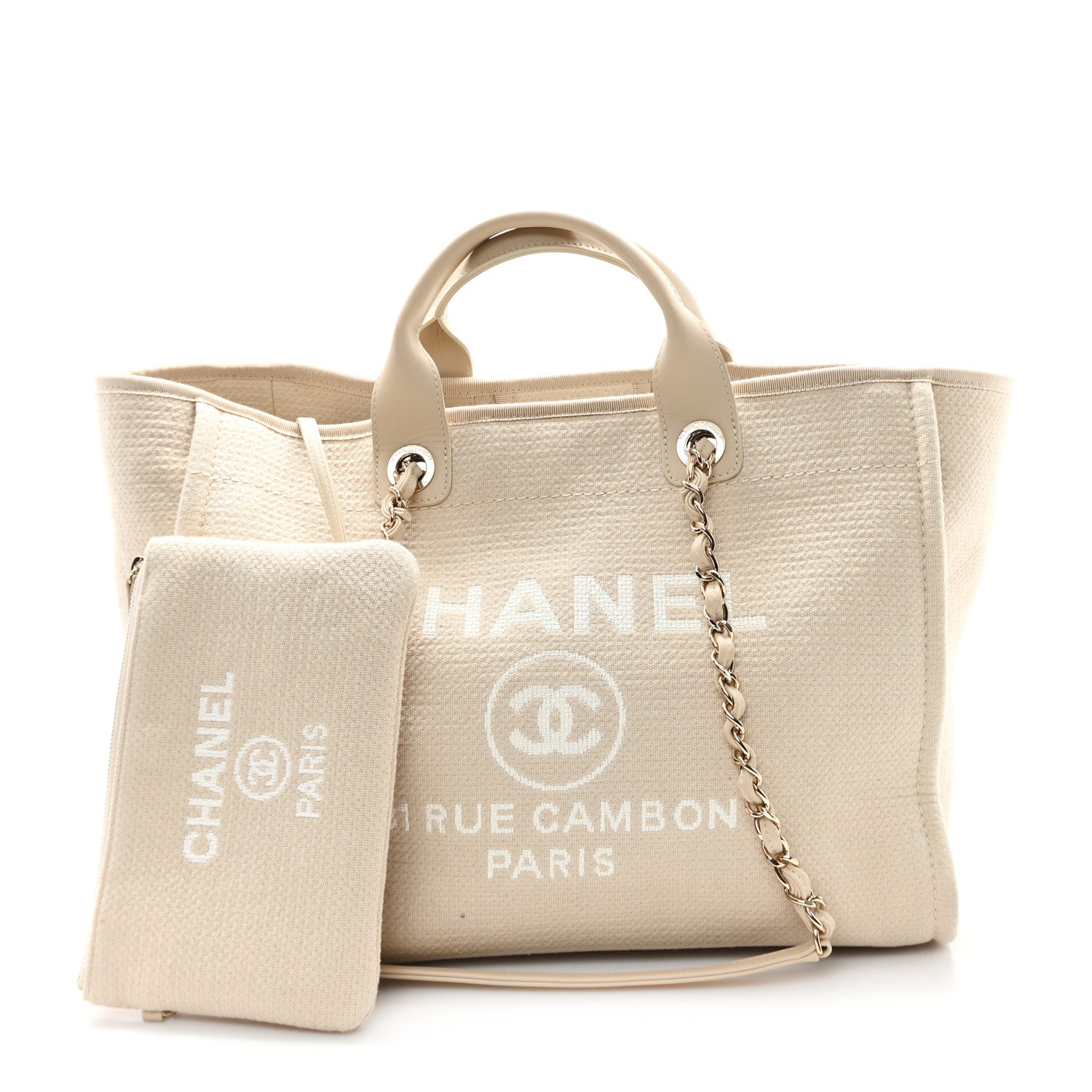 Chanel Mixed Fibers Medium Deauville Tote Beige 3 of 12