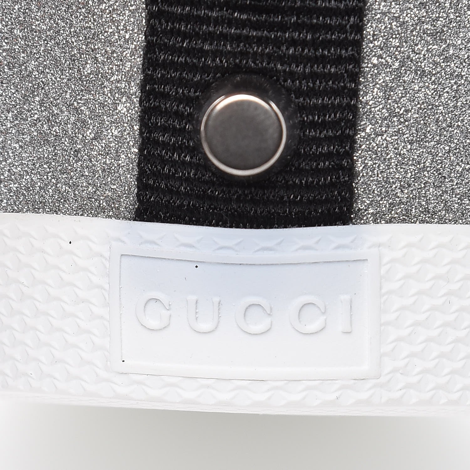 Gucci Glitter Fabric Studded Web Mens Sneakers 8.5 Silver 9 of 10
