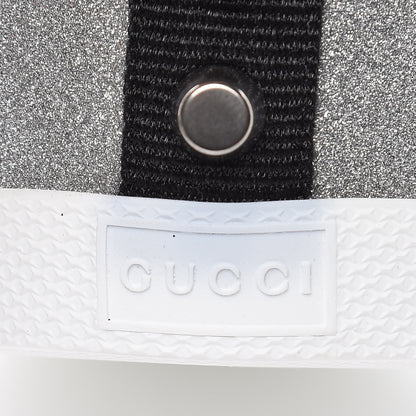 Gucci Glitter Fabric Studded Web Mens Sneakers 8.5 Silver 9 of 10