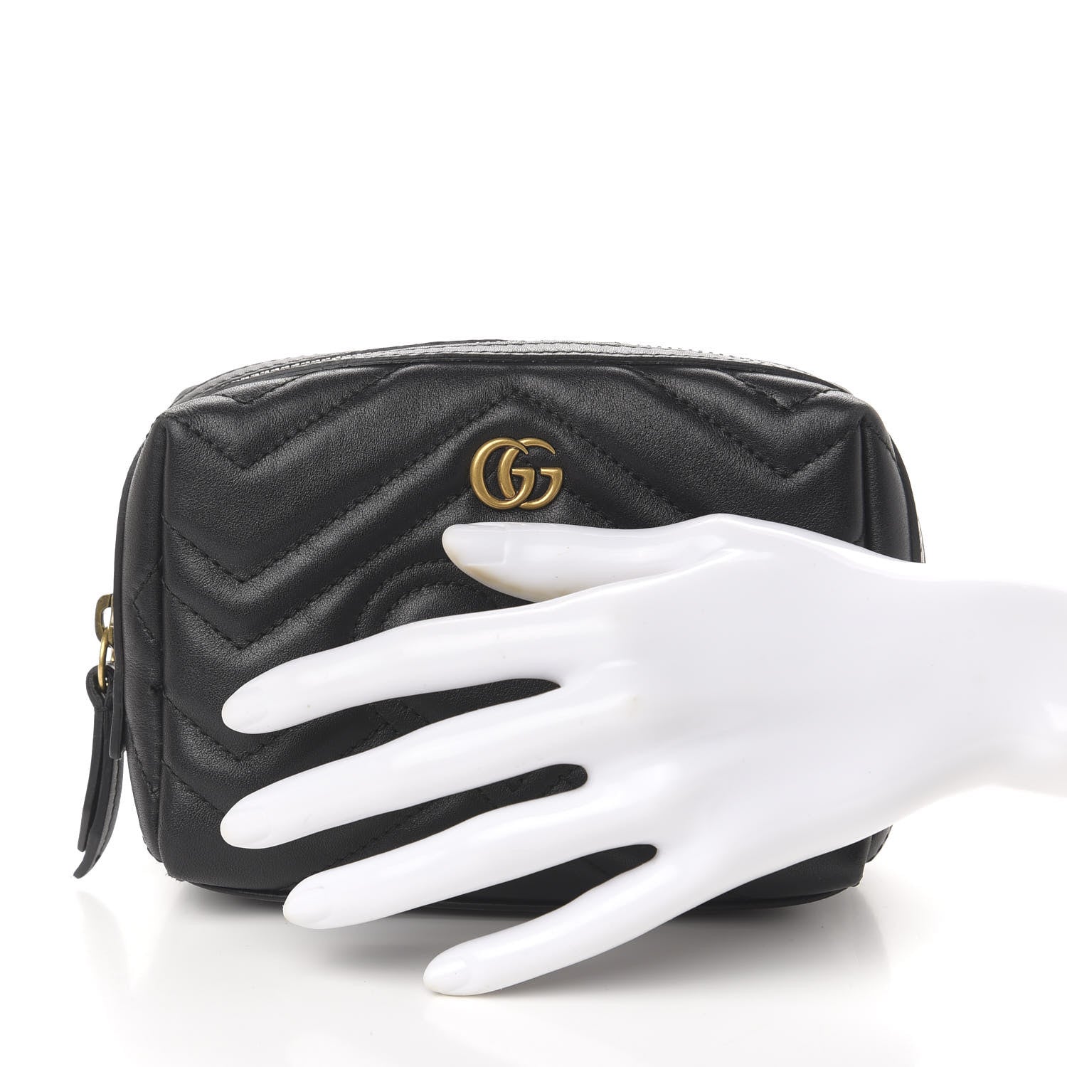 Gucci Calfskin Matelasse GG Marmont Cosmetic Case Black 2 of 8