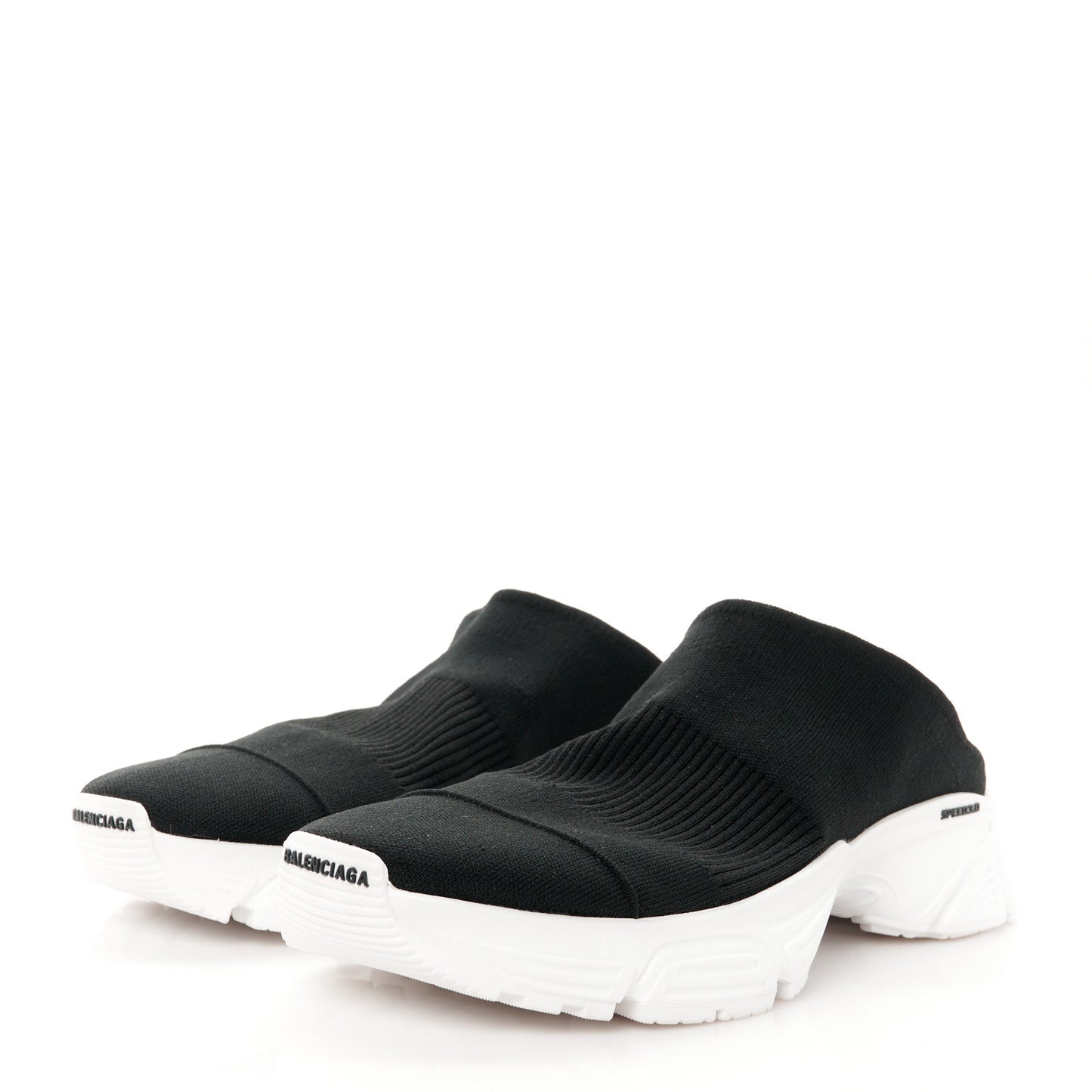Neoprene Knit Womens Speed Sneakers Mules 39 Black White