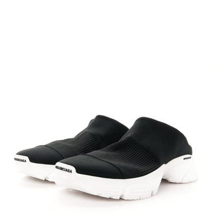 Balenciaga Neoprene Knit Womens Speed Sneakers Mules 39 Black White 3 of 9