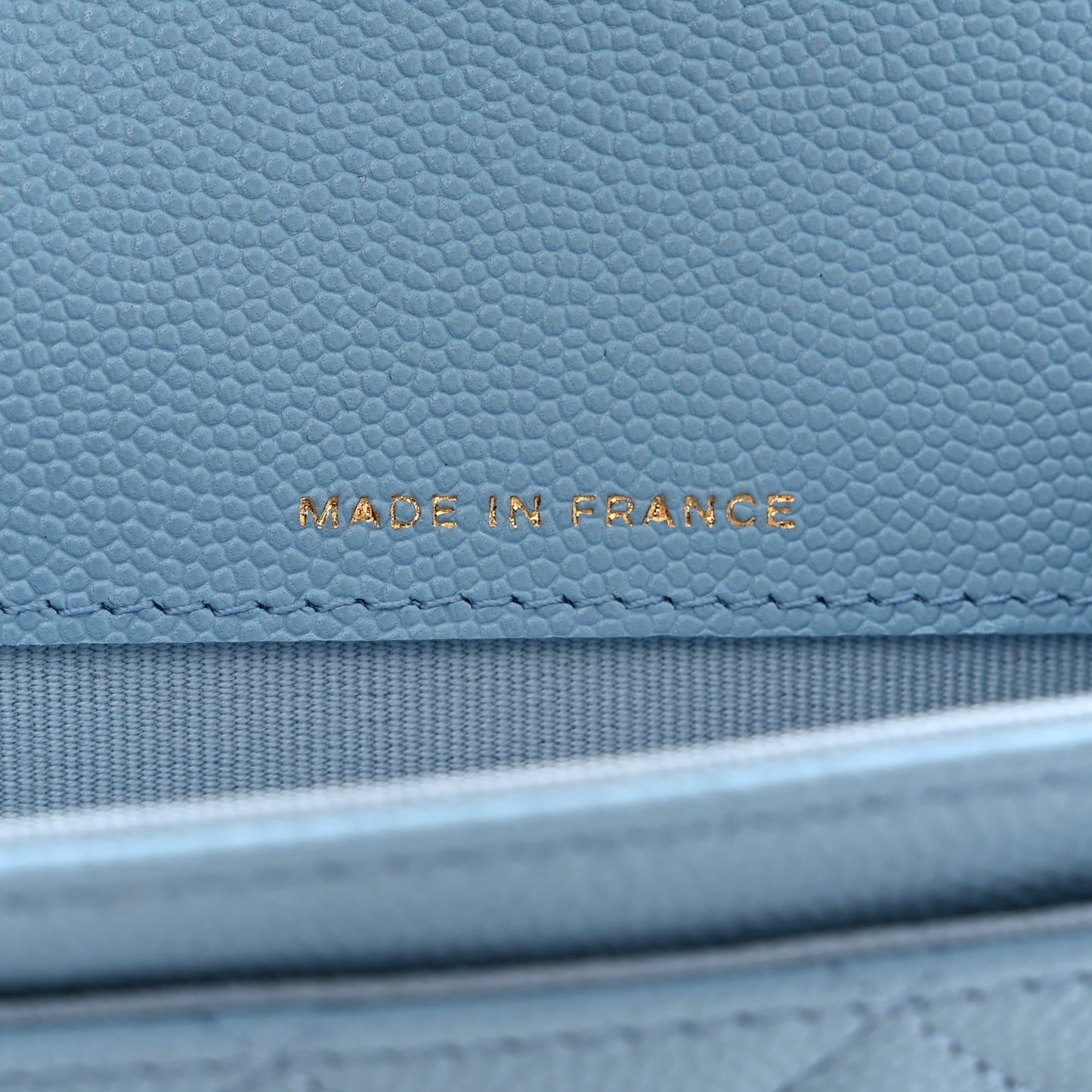 Caviar Quilted Flap Card Holder Wallet Light Blue