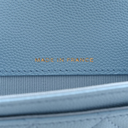 Chanel Caviar Quilted Flap Card Holder Wallet Light Blue 7 of 9