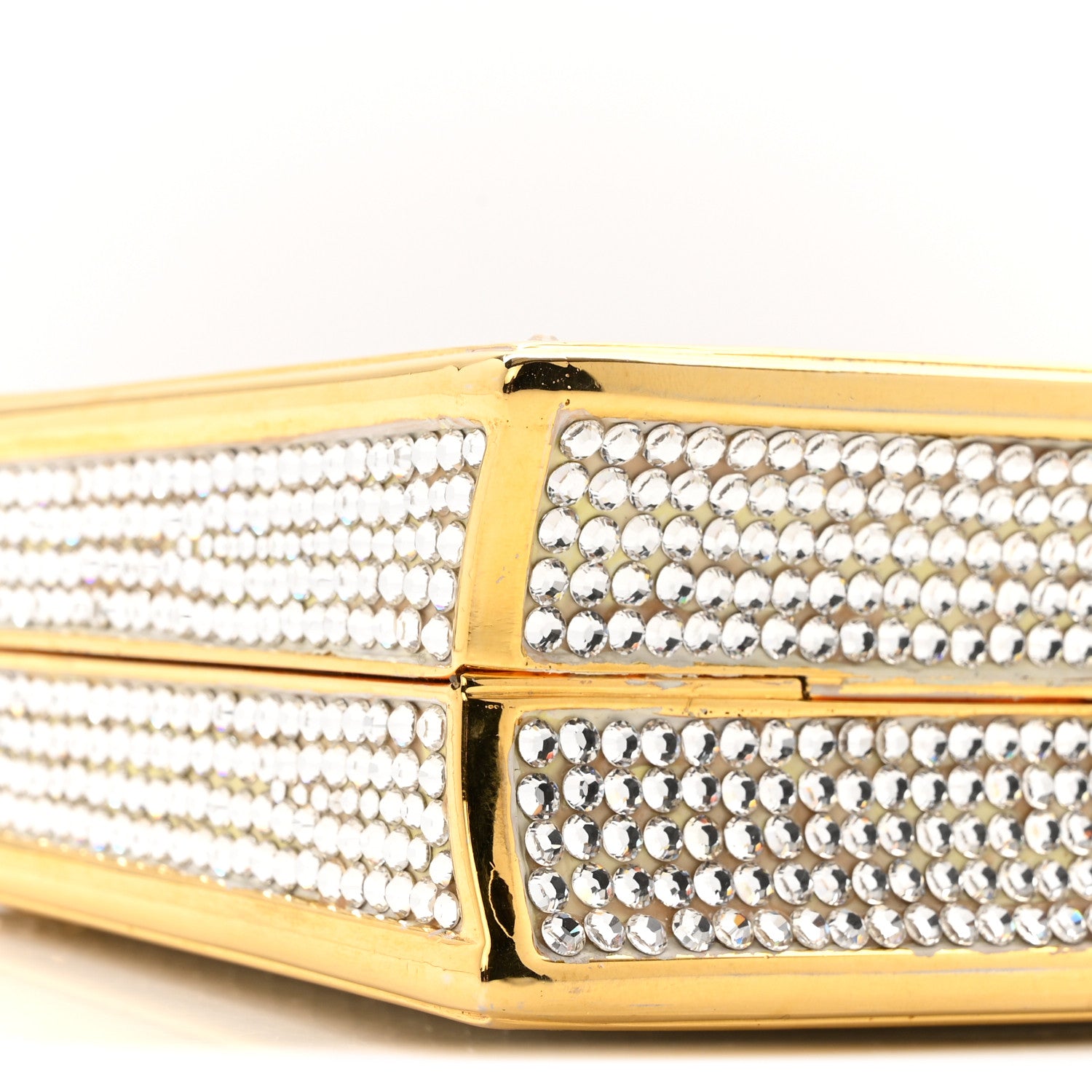 Judith Leiber Swarovski Crystal Minaudiere Clutch Gold Silver 9 of 14