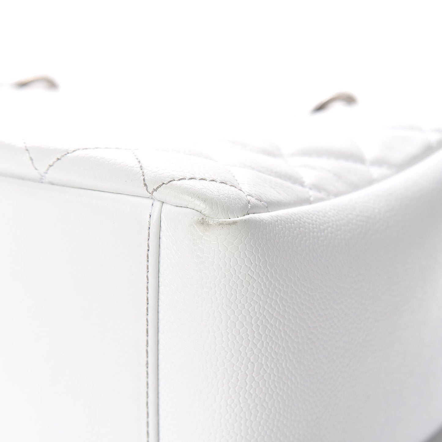 Caviar Quilted Grand Shopping Tote GST White