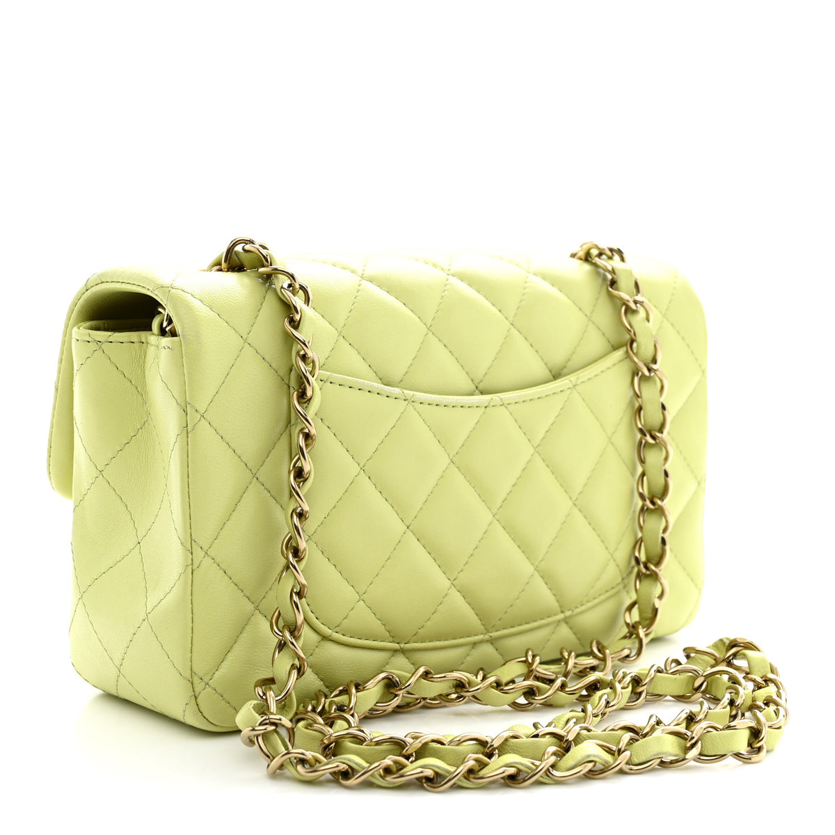 Chanel Lambskin Quilted Mini Rectangular Flap Light Green 3 of 12